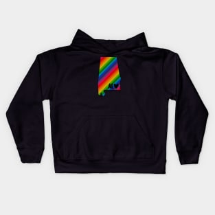 USA States: Alabama (rainbow) Kids Hoodie